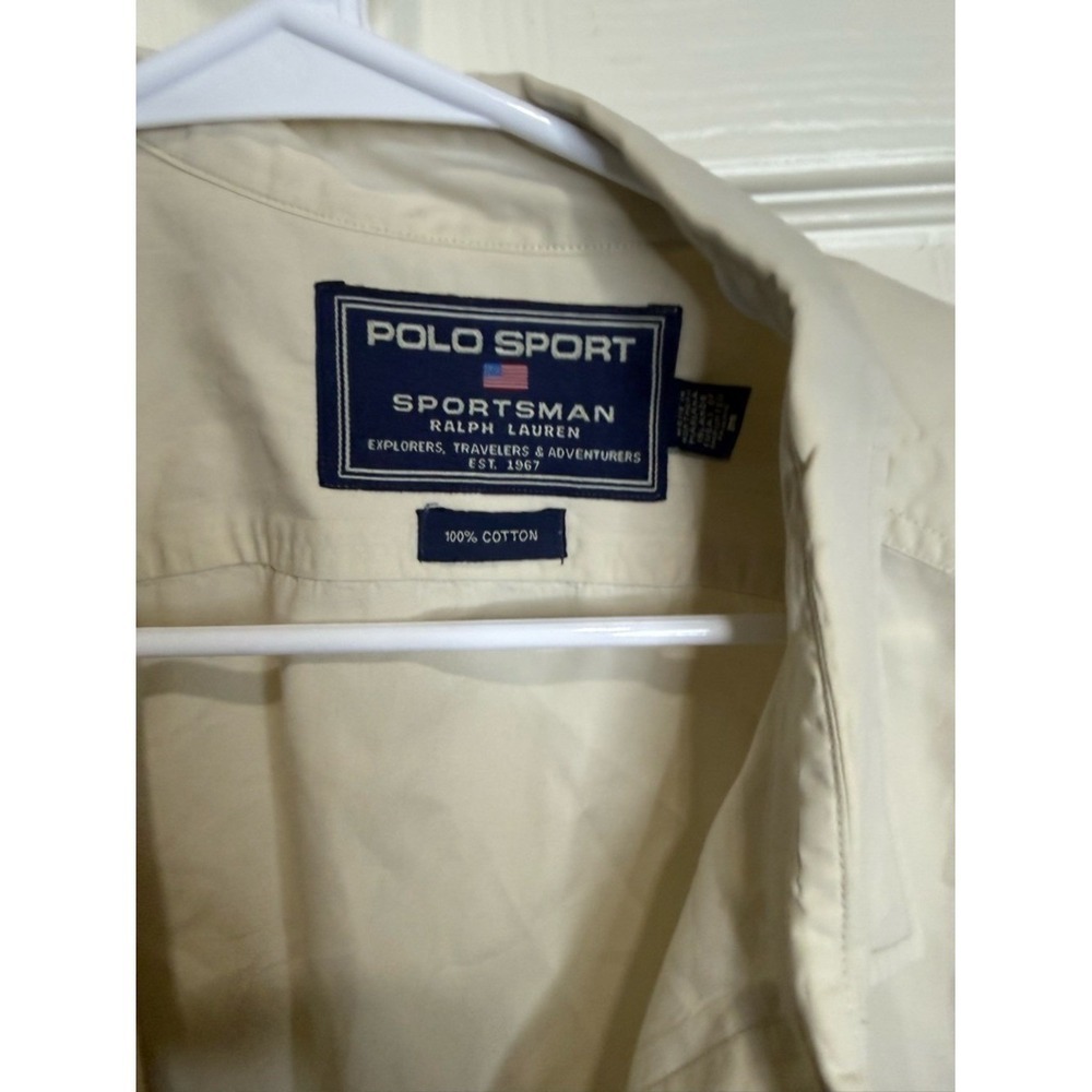Polo Sport Ralph Lauren Shirt Mens XLarge Beige Sportsman Button Up Cotton VNTG - Picture 3 of 4